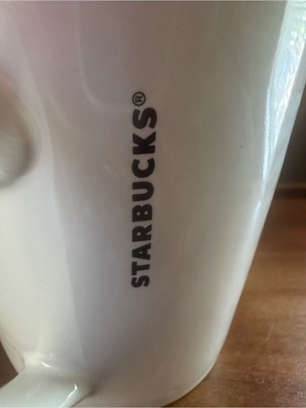 White Ceramic Starbucks Gold Lettering/Graffiti 14 Oz Coffee Cup/Mug 2015 Preown